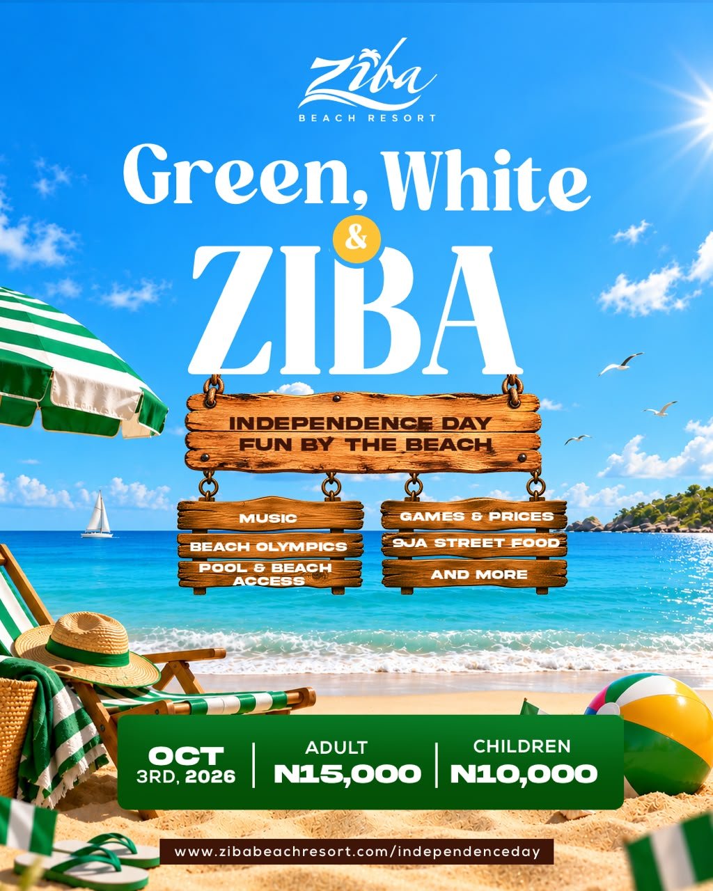 Green, White & Ziba, Independence Day Fun by the Beach, 3 October 2026